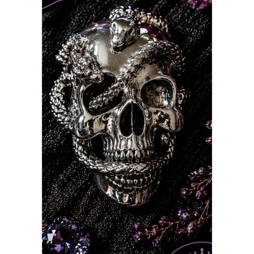 Silver Skull Brooch Pin | Edgy Gothic Glam | Bold Statement | Dark Luxe